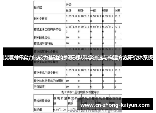 以澳洲杯实力比较为基础的参赛球队科学遴选与构建方案研究体系探 以澳洲杯实力比较为基础的参赛球队科学遴选与构建方案研究体系探